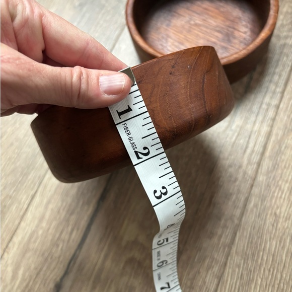 Vintage Mid Century Teak Wood Salad Bowl Set Large 9” Serving Bowl Two 6” Bowls - Picture 6 of 16